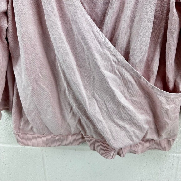 Prize Stretch Silk Blend Faux Wrap Long Sleeve V-Neck Pink Blouse Top Sz XXL - Picture 3 of 6